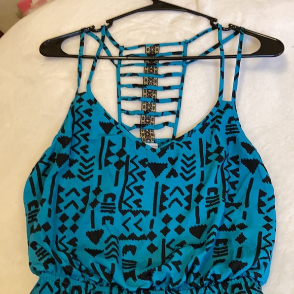 Sun dress aqua blue Size M Three pink hearts brand - Picture 3 of 9